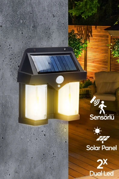 Suled Sensörlü Solar Panelli 3 Modlu Pilli Otomatik Bahçe Aydınlatması Duvar Led Işık
