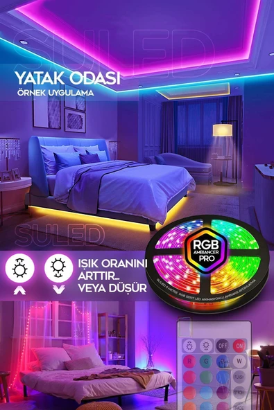 Suled Şerit Led 5 Metre Animasyonlu Tak Çalıştır Kumandalı Trafolu Rgb Şerit Işık Aydınlatma Parti Led - Resim 2