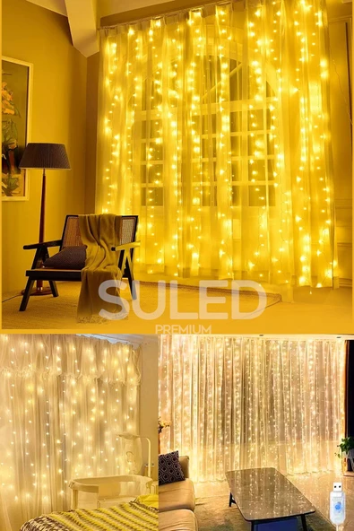 Suled Perde Led 3X2 Metre 160 Süper Led Usb'Li Ambiyans Dekorasyon Ledleri İç Ve Dış Mekan Su Geçirmez - Resim 6