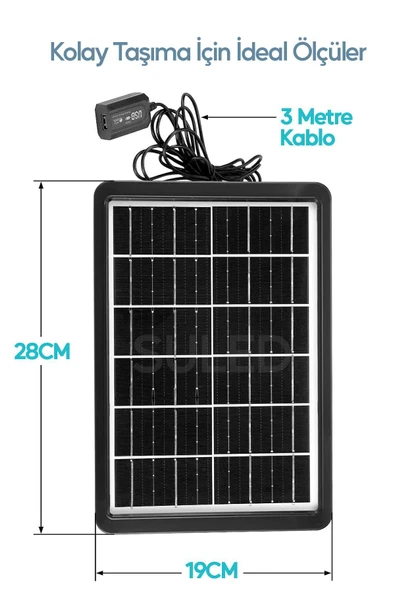 Suled 8W Güneş Enerjili Solar Usb Şarj Paneli 6V Usb Çıkışlı 2A Telefon Tablet Ve Usb Ürün Şarj Ünitesi - 3