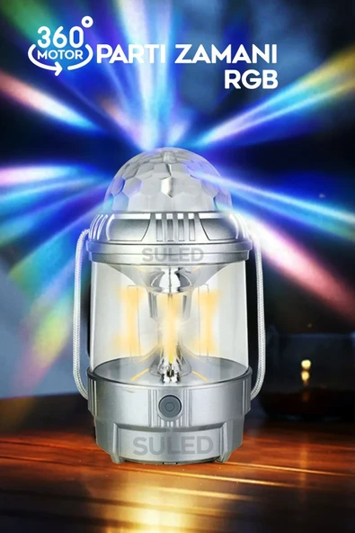Suled Kamp & Disco 3 Modlu Parti Işığı 20W Usb Şarjlı Type-C Çıkışlı El Feneri Çok Fonksiyonlu Led Lamba - 3