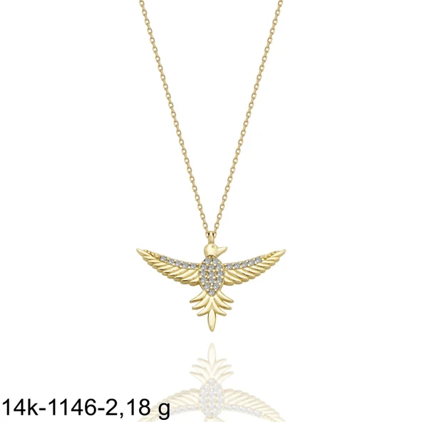 Anka Kuşu Çok Şık 14 Ayar Altın Kolye - Resim 2