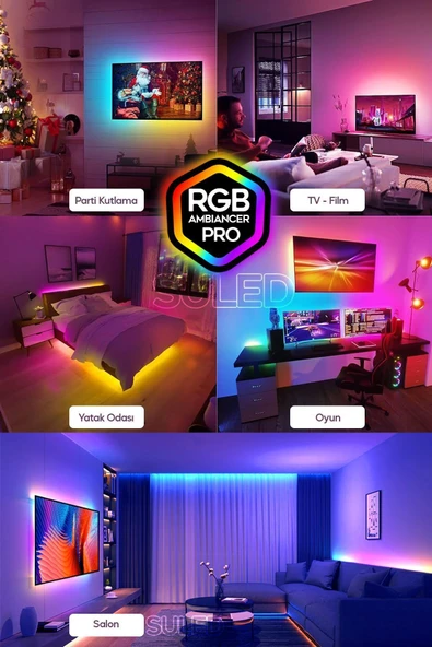 Suled 1 Metre Tv Arkası & Ortam Ambiyans Bluetooth Ios & Android Telefondan Kontrollü Rgb Smart Şerit Led - Resim 2