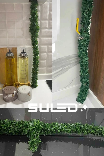 Suled Yapay Çiçek 7 Metre Dekoratif Tel Sarmaşık Yeşil Yapraklı Taç Çiçek - 2
