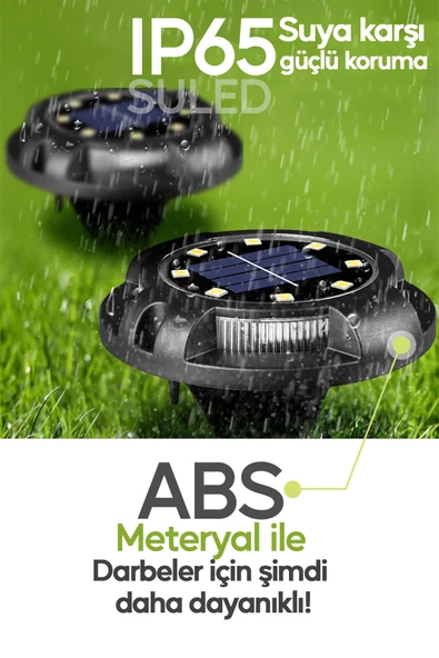 Suled Bahçe Aydınlatma Led Işık 1 Adet Set Solar Güneş Enerjili Otomatik Aydınlatmalı Saplama Lamba - 2
