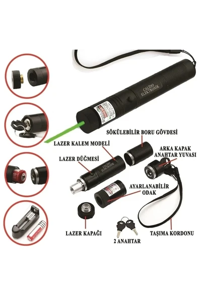 Suled Yeni Pro Model - Pro X Yeşil Şarjlı Lazer Pointer Metal Kasa Green Laser Ultra Güçlü 2023 Series Go - 7