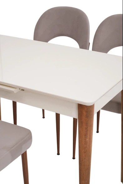 Melisa Hilal Lak Panel Açılır Mutfak Masa Sandalye Takımı 60x100 - 2