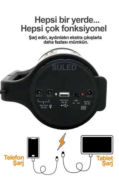 Suled El Feneri Led Işık Usb Power Bank Özellikli Çok Fonksiyonlu Kamp Lambası Şarjlı Led - 3