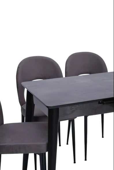 Melisa Hilal Lak Panel Açılır Mutfak Masa Sandalye Takımı 60x100 - 6