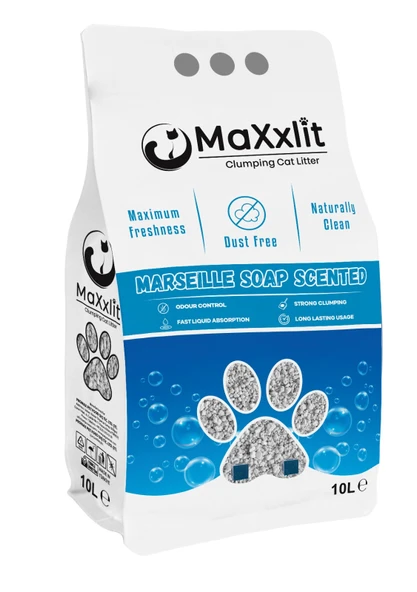 MaXxlit Marsilya Sabun Kokulu Topaklanan Bentonit Kedi Kumu (2 Adet x 10 Lt.)
