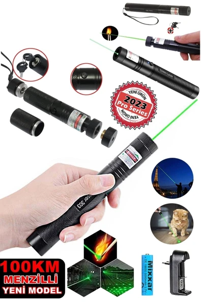 Suled Yeni Pro Model - Pro X Yeşil Şarjlı Lazer Pointer Metal Kasa Green Laser Ultra Güçlü 2023 Series Go - 1