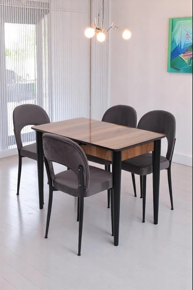 Melisa Hilal Lak Panel Açılır Mutfak Masa Sandalye Takımı 60x100 - 12