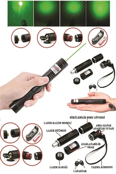 Suled Yeni Pro Model - Pro X Yeşil Şarjlı Lazer Pointer Metal Kasa Green Laser Ultra Güçlü 2023 Series Go - 8