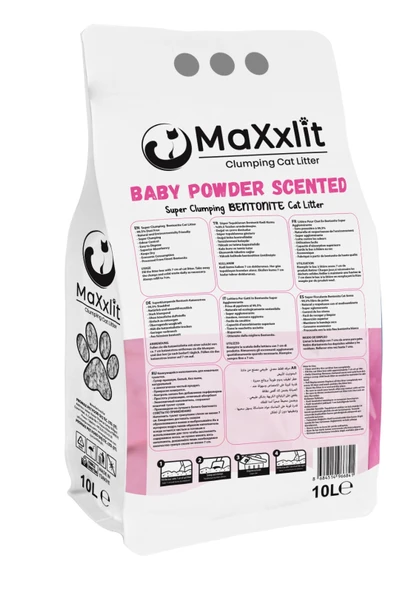 MaXxlit Bebek Pudralı Kokulu Topaklanan Bentonit  Kedi Kumu (2 Adet x 10 Lt.) - 2