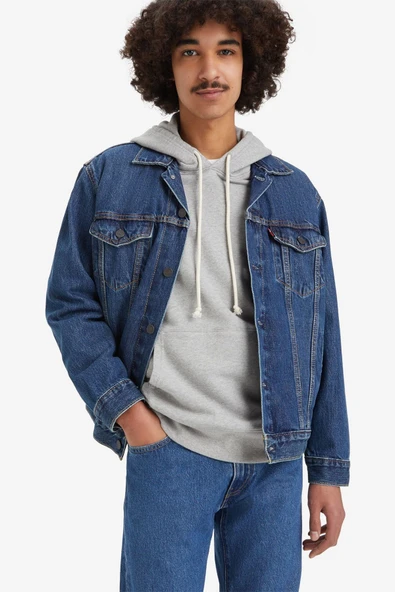 Relaxed Fit Trucker Tr Little Fighter Erkek Mavi Kot Ceket 001TP-0002 - 3