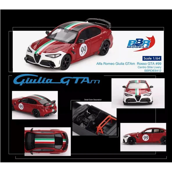 BBR Models 1:64 Alfa Romeo Giulia GTAm Rosso GTA #99 Centro Stile Livery BBRDIE6412 - 2