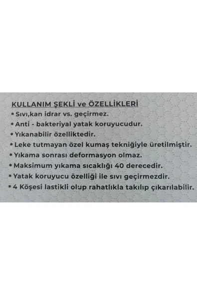 Limon Tek Kısılık Alez. 100 X 200 Yatak Koruyucu Sıvı Gecirmez - Resim 3