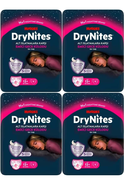 DryNites Emici Gece Külodu Kız 13+ Yaş 48-60 kg 9'lu 5 Adet Hasta Bezi - 6