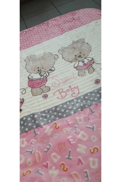 TEKSTİLCİ Rengarik Noktalı Embos Baskılı 100*120cm Peluş Bebek Çocuk Battaniyesi - 2