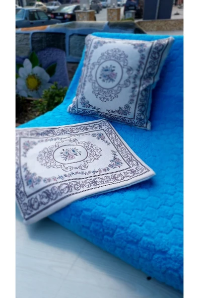 TEKSTİLCİ 4 Adet Kırlent Kılıf Dijital Baskılı Kadife Kumaştan 43x43 - 3