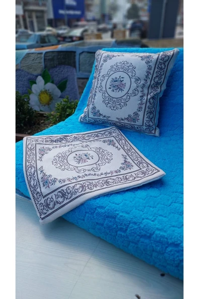 TEKSTİLCİ 4 Adet Kırlent Kılıf Dijital Baskılı Kadife Kumaştan 43x43 - 2