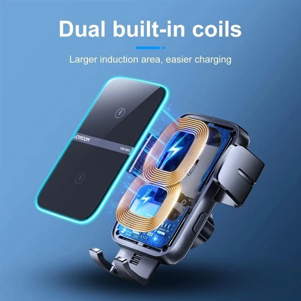 Joyroom Sensörlü Wireless Kablosuz Araç Şarj Cihazı Ve Tutucu (Göğüs) - Resim 3