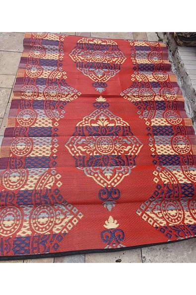 TEKSTİLCİ 180 X280 5m2 Plastik Hasır Halı Kilim Piknik Plaj Park Bahçe Teras Veranda - Resim 2