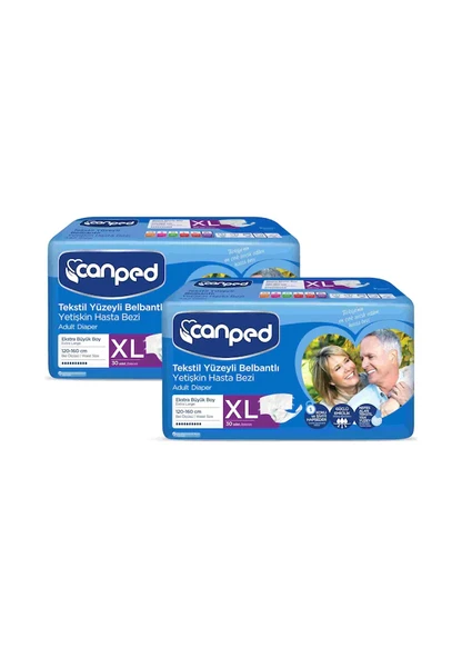 Canped Tekstil Yüzeyli Belbantlı Yetişkin Hasta Bezi XL 2 x 30'lu