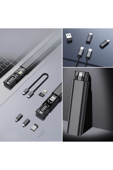 Cep Tipi 60W Bas Aç Type-C,İphone Şarj,Micro USB Hızlı Şarj Data Kablo Seti