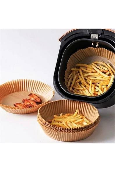 100 Adet Air Fryer Pişirme Kağıdı Tek Kullanımlık Yağlı Kağıdı Yuvarlak Tabak Model - 3