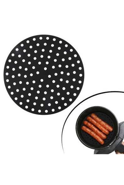 Renkli Isıya Dayanıklı Yıkanılabilir Silikon Fırın Ve Airfryer Yuvarlak Pişirme Matı 20 Cm - 2