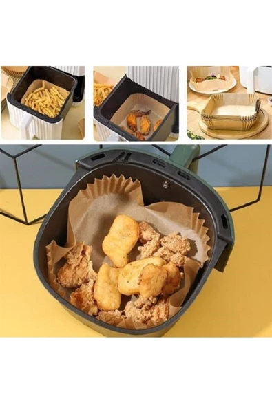50 Adet Air Fryer Pişirme Kağıdı Tek Kullanımlık 23 Cm Kare Pişirme Kağıdı XXL - 3