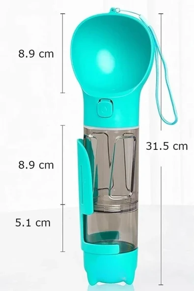 Taşınabilir Hazneli Mama Kaplı ,Kaka Poşetli Kedi,Köpek Suluğu-300ml - 2