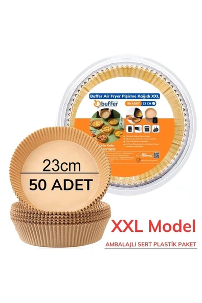 50 Adet Air Fryer Pişirme Kağıdı Tek Kullanımlık 23 Cm Yuvarlak Pişirme Kağıdı XXL PVC li