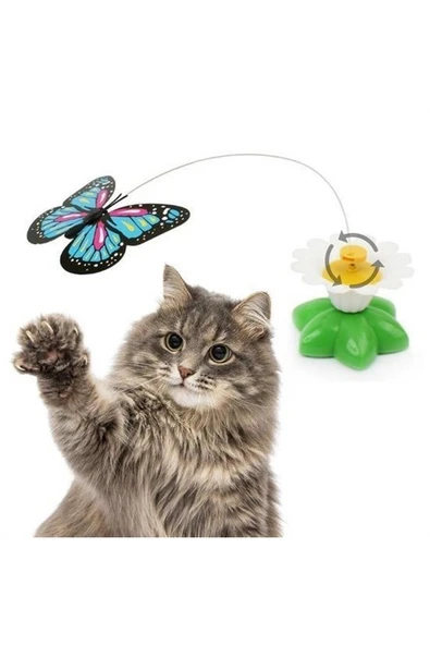 Hareketli Dönen Kelebek - Kedi Oyuncağı ( Pille Çalışır)