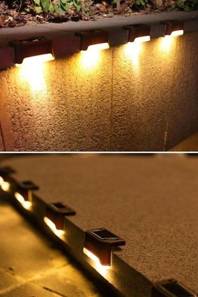 Solar Güneş Enerjili Şarj Edilen Köşebent Merdiven Veranda Bahçe Yolu Led Lamba Işık 4 Adet