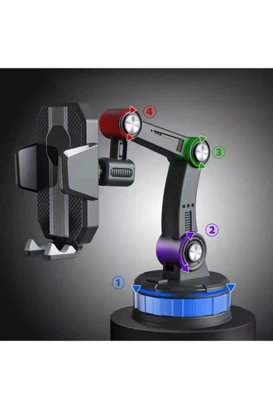 Jel Vantuzlu Cama Takılan Güçlü 360 Derece Dönebilen Ayarlanabilir Araç Içi Vantuzlu Telefon Tutucu
