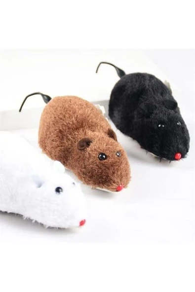 Kurmalı Kedi Eğitim Oyuncağı Tüylü Peluş Fare Oyunu İnteraktif Sevimli Eğlenceli Oyuncak - 3