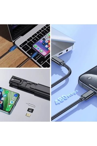 Cep Tipi 60W Bas Aç Type-C,İphone Şarj,Micro USB Hızlı Şarj Data Kablo Seti - 3