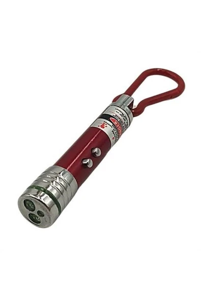 3 Fonksiyonlu Kırmızı Beyaz Işıklı Led Lazer Kedi Köpek Oyuncak Anahtarlık - 3