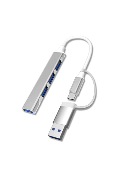 4 Port'lu Bağlantı İstasyonu Ultra İnce USB Bölücü TYPE-C tipi Çoklu Arayüz Adaptörü Multi Çoklayıcı