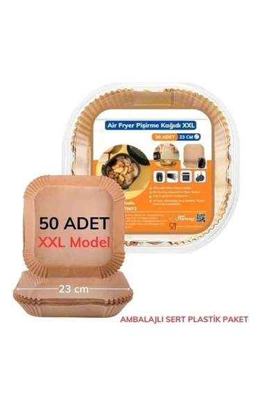 50 Adet Air Fryer Pişirme Kağıdı Tek Kullanımlık 23 Cm Kare Pişirme Kağıdı XXL