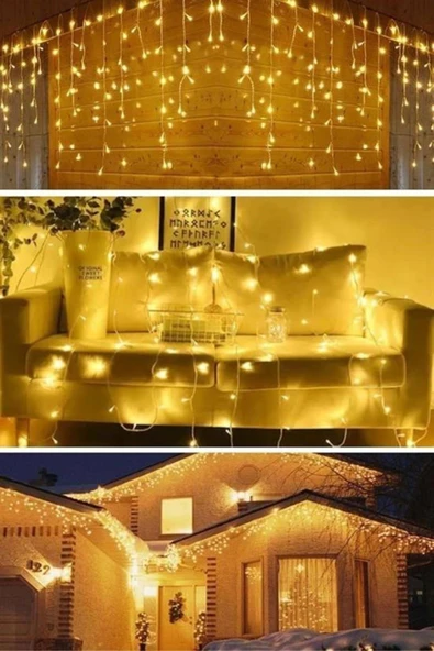 8 Fonksiyonlu 16 Saçaklı Perde Led 3 x 1 (Günışığı)
