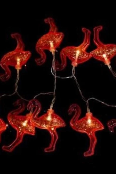 10lu Pilli Led Flamingo Dekoratif Işık Zinciri Aydınlatma 1,5 Mt