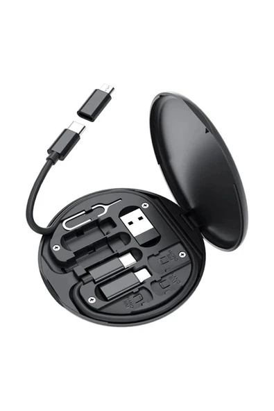60w Destekli Kablo Kutusu Seyahat Kablo Seti 5'i 1 Arada Usb Type-c Şarj Kablosu Seti (4887)