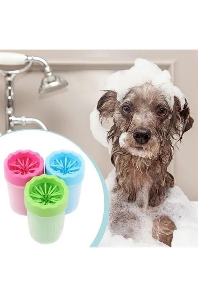 Silikon Jel Fırçalı Kedi Köpek Pati Ayak Temizleme Kovası Büyük
