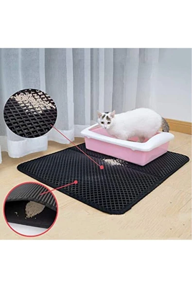 Kedi Tuvalet Önü Kum Toplayıcı Temizleyici Elekli Gri Paspas (K0) - 2