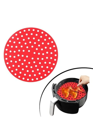 Renkli Isıya Dayanıklı Yıkanılabilir Silikon Fırın Ve Airfryer Yuvarlak Pişirme Matı 20 Cm
