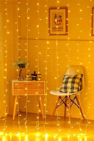 8 Fonksiyonlu 200 Led 10 Saçak Şerit Led 2x2 Perde İp Led (Gün Işığı) - 3