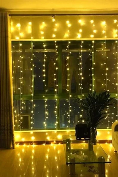 8 Fonksiyonlu 200 Led 10 Saçak Şerit Led 2x2 Perde İp Led (Gün Işığı) - 2